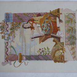 Estampe L'histoire Panneau décoratif Eugène GRASSET Art nouveau