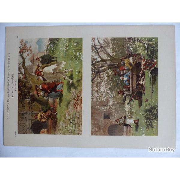 Estampe Scnes de chevallerie Art nouveau