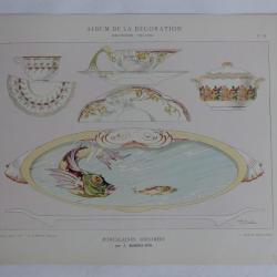 Estampe Porcelaines décorées J. HABERT-DYS Art nouveau