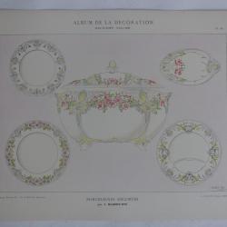 Estampe Porcelaines décorées J. HABERT-DYS Art nouveau