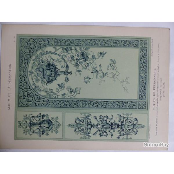 Estampe Motifs de ferronerie G. LEBART Art nouveau