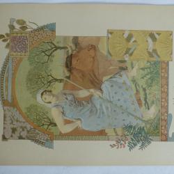 Estampe L'agriculture Panneau décoratif EUGENE GRASSET Art nouveau