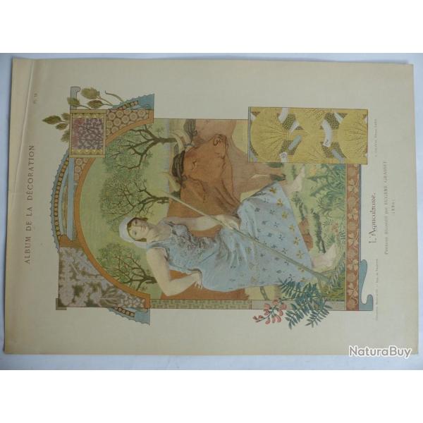 Estampe L'agriculture Panneau dcoratif EUGENE GRASSET Art nouveau