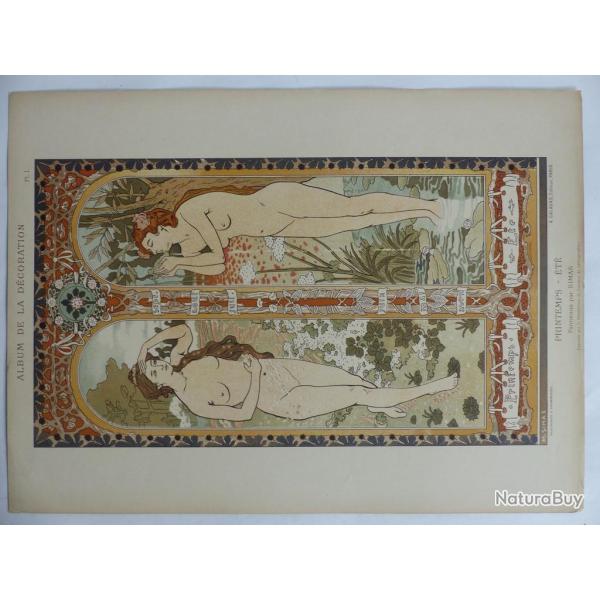 Estampe Printemps - Et Panneaux SIMAS Art nouveau