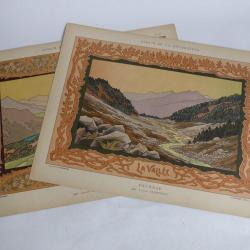 Deux estampes Paysage Louis CLERMONT Art nouveau