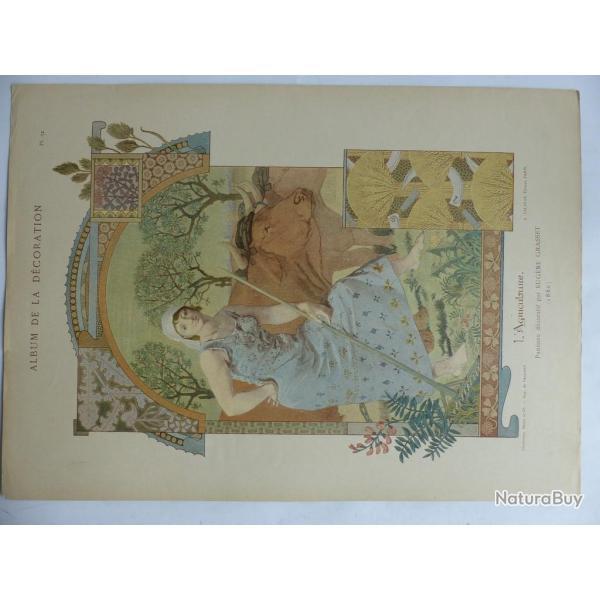 Estampe L'agriculture Panneau dcoratif EUGENE GRASSET Art nouveau