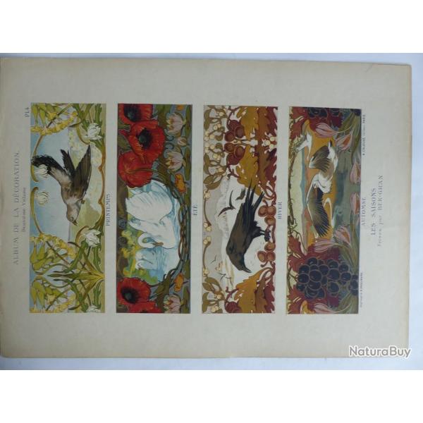 Estampe Les saisons Frise BEK-GRAN Art nouveau