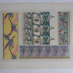 Estampe Décors d'oiseaux Rose FUCHS Art nouveau