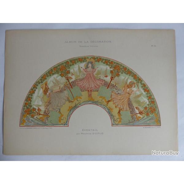 Estampe Eventail Maurice DUFLO Art nouveau