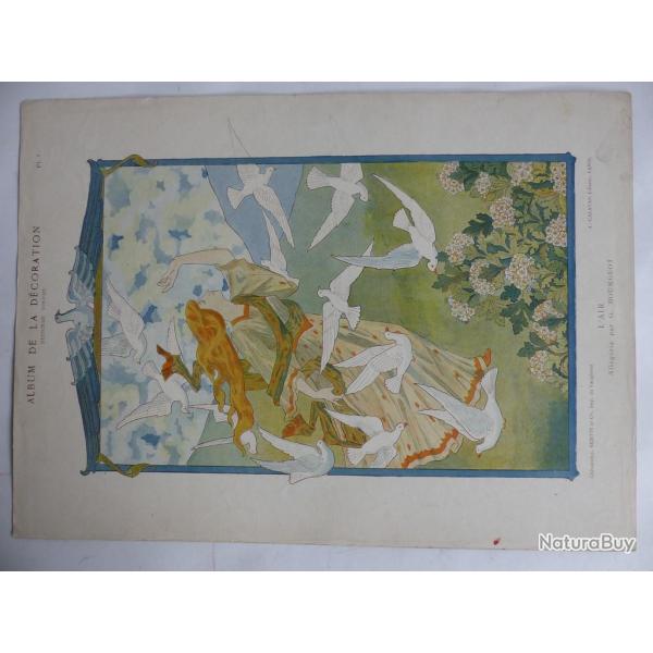Estampe L'air Allgorie G. BOURGEOT Art nouveau