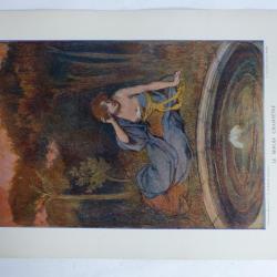 Estampe Le miroir champêtre Paysage AMAN JEAN Art nouveau
