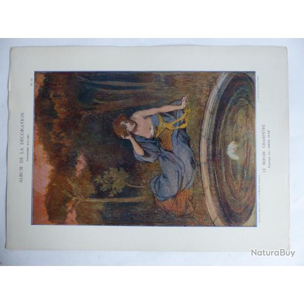 Estampe Le miroir champtre Paysage AMAN JEAN Art nouveau