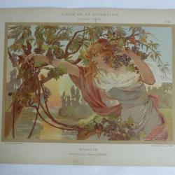 Estampe Raisins Panneau Gaston GERARD Art nouveau