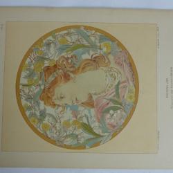 Estampe Boutons d'or Médaillons GASTON GERARD Art nouveau