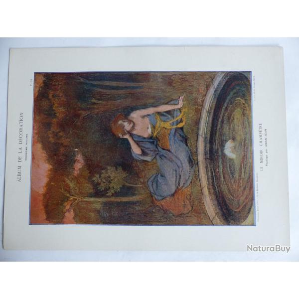 Estampe Le miroir champtre Paysage AMAN JEAN Art nouveau