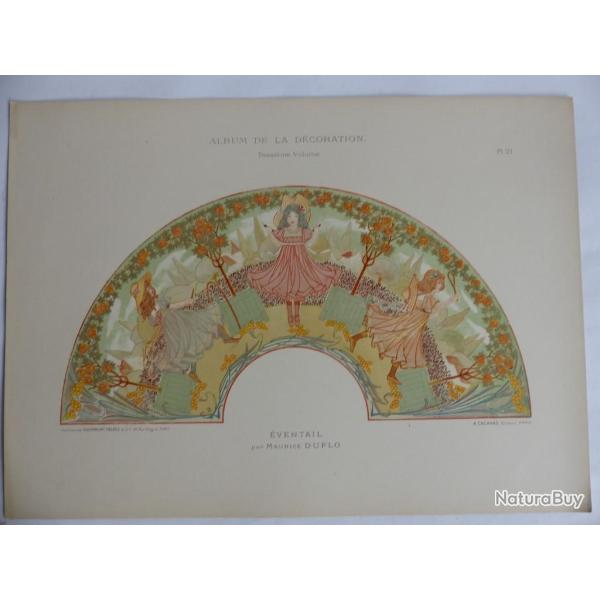 Estampe Eventail Maurice DUFLO Art nouveau
