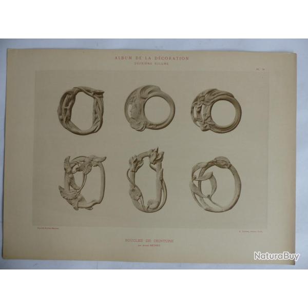 Estampe Boucles de ceintures Andr METHEY Art nouveau