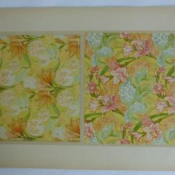 Estampe Glycines et amaryllis Glaieuls et violettes Tentures FORRER