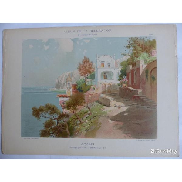 Estampe Amalfi Paysage Carlo BRANCACCIO Art nouveau