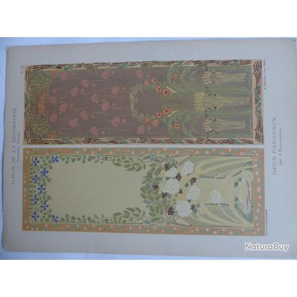 Estampe Deux panneaux J. BOURGEOIS Art nouveau