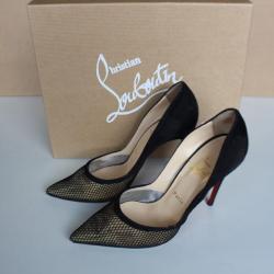 CHRISTIAN LOUBOUTIN chaussures MILUNA 100 FISHNET/SUEDE black 38