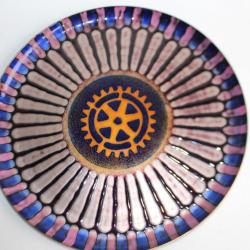 Plat cuivre &eacute;maill&eacute; Marcel Clivaz gouverneur Rotary Club