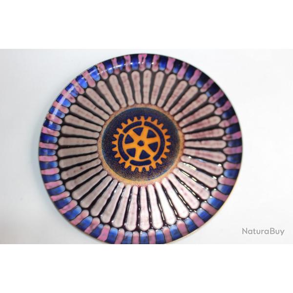 Plat cuivre �maill� Marcel Clivaz gouverneur Rotary Club