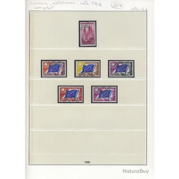 Timbres de service Fran�ais  oblit�r�s  1958-1976