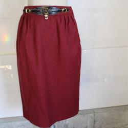 HERMES Jupe boucle ceinture laine/cachemire T38