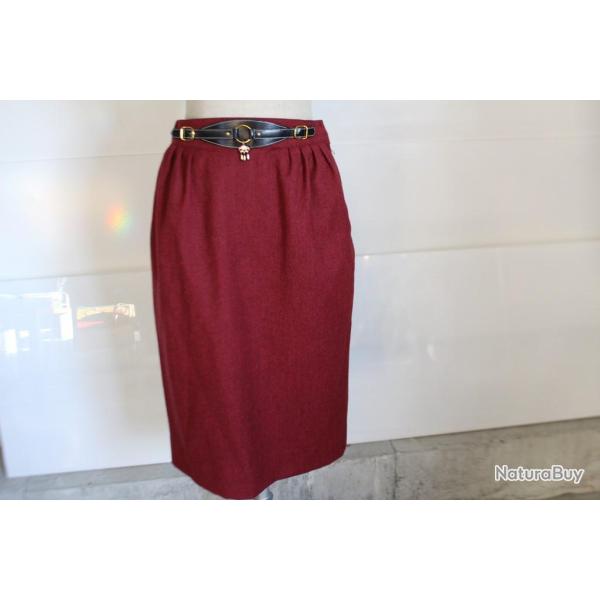 HERMES Jupe boucle ceinture laine/cachemire T38