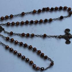 Chapelet ancien perles de verre émaillées religion