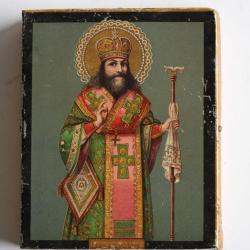 Ancien Icône Saint Théodose tôle lithographiée Russie
