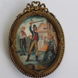 Peinture miniature Révolution Française Jacobins punition