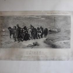 Grande gravure Russe Les Bateliers de la Volga 1877