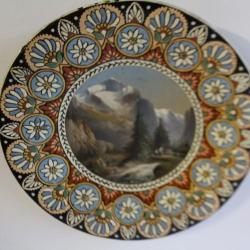 Assiette terre vernissée et peinte THOUNE THUNE Art populaire Jungfrau