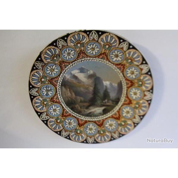 Assiette terre verniss�e et peinte THOUNE THUNE Art populaire Jungfrau