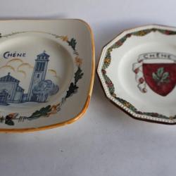 Deux assiettes en faïence Chêne Genève Suisse