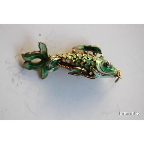 Bijoux ( pendentif ) argent vermeil �maill� poisson articul�