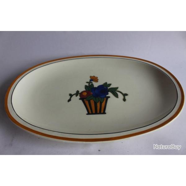 Plat ovale c�ramique Art deco JEAN LUCE