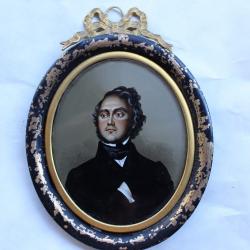 Portrait peinture sous verre Napol&eacute;on III (1)