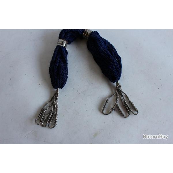 Bourse porte louis d'or en perl d'acier XIXe sicle soie bleu