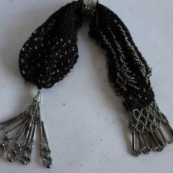 Bourse porte louis d'or en perl&eacute; d'acier XIXe si&egrave;cle monnaies brune