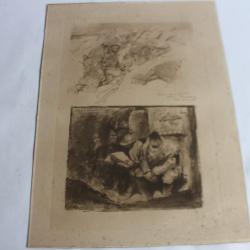 Gravure Georges SCOTT Tirailleurs et Brancardiers Verdun 1916 guerre