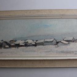 Tableau Louis Rey ? village de montagne enneig&eacute;