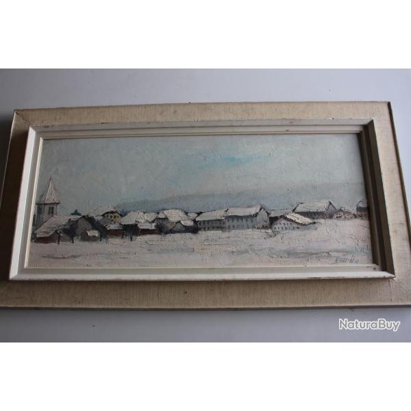 Tableau Louis Rey ? village de montagne enneig�