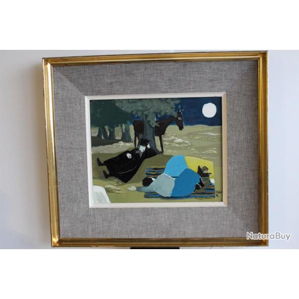 Olga Reiwald tableau Acrylique sur isorel Le repos