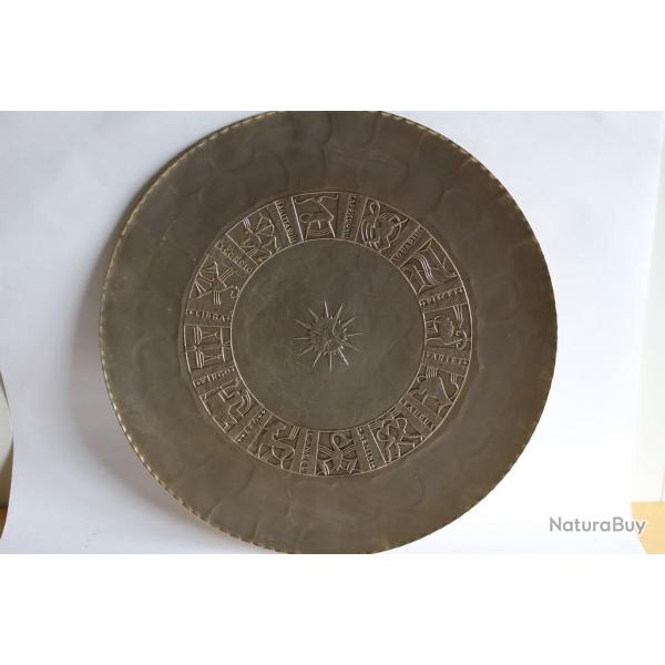 Grand plat aluminium anodis� Arthur Armour zodiac Art deco