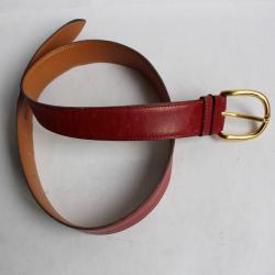 Ceinture HERMES r&eacute;versible rouge /havanne taurillon Cl&eacute;mence gold