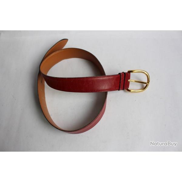 Ceinture HERMES r�versible rouge /havanne taurillon Cl�mence gold