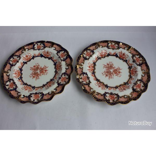 Paire d'assiettes porcelaine Royal Crown Derby